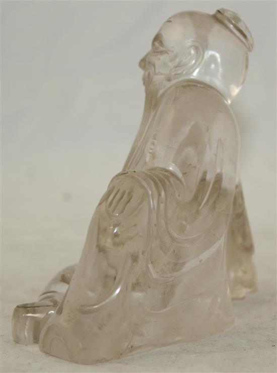 A Chinese rock crystal figure of Shou Lao, 11.5cm